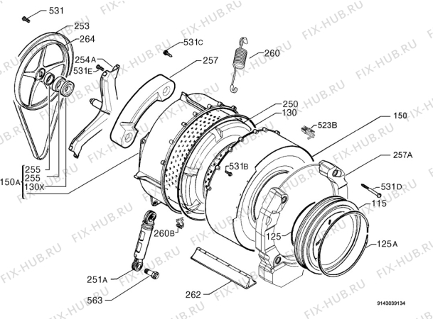 Взрыв-схема стиральной машины Aeg Electrolux LR3410WT - Схема узла Functional parts 267